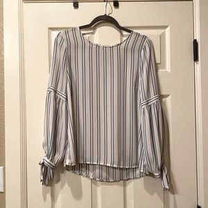 White and blue striped blouse, size small